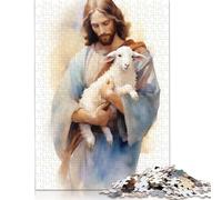 1000 Pieces Jigsaw Puzzle Jesus Christ - The Good Shepherd Square Puzzle for for Adults Children, Wooden Puzzle Game 1000pcs (75x50cm)