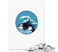1000 Pieces Jigsaw Puzzle Killer Whale Square Puzzle for for Adults Children, Paper Puzzle Game 38x26cm/1000pcs