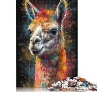 1000 Pieces Jigsaw Puzzle Lama Painting Square Puzzle for for Adults Children, Wooden Puzzle Game 1000pcs (75x50cm)
