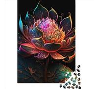 1000 Pieces Jigsaw Puzzle Lotus Flower New Art Jigsaw Puzzles for Adults Wooden Board Puzzles Challenging Game 1000pcs (75x50cm)
