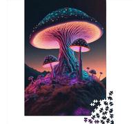 1000 Pieces Jigsaw Puzzle Magic Mushroom on A Hill Square Puzzle for for Adults Children, Wooden Puzzle Game 1000pcs (75x50cm)
