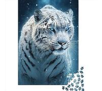 1000 Pieces Jigsaw Puzzle Majestic White Tiger Jigsaw Puzzles for Adults Wooden Board Puzzles Challenging Game 1000pcs (75x50cm)