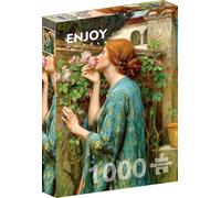 1000 Pieces Jigsaw Puzzle - Matte Finish, Soft Touch, Sturdy and Unique Pieces, Tight Fit, Vivid Colors, Missing Pieces Service - Soul of the Rose - Waterhouse Famous Romantic Painting by ENJOY Puzzle