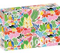 1000 Pieces Jigsaw Puzzle - Matte Finish, Soft Touch, Sturdy and Unique Pieces, Tight Fit, Vivid Colours, Missing Pieces Service - Tropical Flower Jungle with Parrot Toucan and Cockatoo by ENJOY