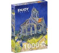 1000 Pieces Jigsaw Puzzle - Matte Finish, Soft Touch, Sturdy and Unique Pieces, Tight Fit, Vivid Colours, Missing Pieces Service - Auvers Church - Van Gogh Famous Impressionist Painting by ENJOY