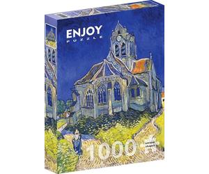1000 Pieces Jigsaw Puzzle - Matte Finish, Soft Touch, Sturdy and Unique Pieces, Tight Fit, Vivid Colours, Missing Pieces Service - Auvers Church - Van Gogh Famous Impressionist Painting by ENJOY