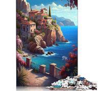 1000 Pieces Jigsaw Puzzle Mediterranean Coastline Jigsaw Puzzles for Adults Paperboard Puzzles Challenging Game 38x26cm/1000pcs