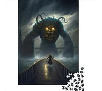 1000 Pieces Jigsaw Puzzle Monster Invasion4 Jigsaw Puzzles for Adults Wooden Board Puzzles Challenging Game 1000pcs (75x50cm)