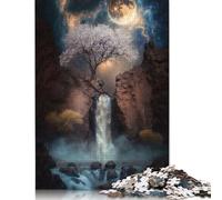 1000 Pieces Jigsaw Puzzle Mystic Waterfall Square Puzzle for for Adults Children, Wooden Puzzle Game 1000pcs (75x50cm)