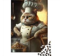 1000 Pieces Jigsaw Puzzle of Adult Chef Cat 1 Wooden Puzzle Educational Intellectual Jigsaws Fun Family Game 1000pcs (75x50cm)