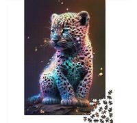 1000 Pieces Jigsaw Puzzle of Adult Cute Universe Baby Leopard Wooden Puzzle Educational Intellectual Jigsaws Fun Family Game 1000pcs (75x50cm)