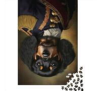 1000 Pieces Jigsaw Puzzle of Adult Dog in Military Uniform 4 Wooden Puzzle Educational Intellectual Jigsaws Fun Family Game 1000pcs (75x50cm)