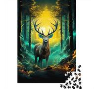 1000 Pieces Jigsaw Puzzle of Adult Elk Deer Wooden Puzzle Educational Intellectual Jigsaws Fun Family Game 1000pcs (75x50cm)
