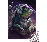 1000 Pieces Jigsaw Puzzle of Adult Frog Space Astronaut1 Wooden Puzzle Educational Intellectual Jigsaws Fun Family Game 1000pcs (75x50cm)