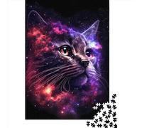 1000 Pieces Jigsaw Puzzle of Adult Galaxy Cat Wooden Puzzle Educational Intellectual Jigsaws Fun Family Game 1000pcs (75x50cm)