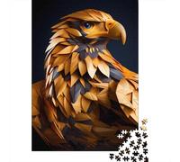 1000 Pieces Jigsaw Puzzle of Adult Golden Geometric Eagle Wooden Puzzle Educational Intellectual Jigsaws Fun Family Game 1000pcs (75x50cm)