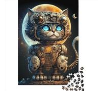 1000 Pieces Jigsaw Puzzle of Adult Space Mechanical Cat Wooden Puzzle Educational Intellectual Jigsaws Fun Family Game 1000pcs (75x50cm)