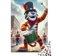 1000 Pieces Jigsaw Puzzle of Adult Tiger Drumming Paper Puzzle Educational Intellectual Jigsaws Fun Family Game 1000pcs (38x26cm)