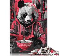 1000 Pieces Jigsaw Puzzle Panda Ramen Japanese Street Art Square Puzzle for for Adults Children, Wooden Puzzle Game 1000pcs (75x50cm)