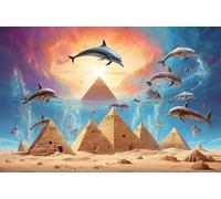 1000 Pieces Jigsaw Puzzle Paper Adult Pyramids And Flying Dolphins In The Desert A Masterpiece That Unlocks Creativity And Fun Artwork Creative Games Gifts50x70cm