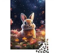 1000 Pieces Jigsaw Puzzle Starry Flower Rabbit Jigsaw Puzzles for Adults Woodenboard Puzzles Challenging Game 1000pcs (75x50cm)