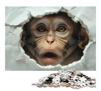 1000 Pieces Jigsaw Puzzle Surprised Monkey Animal Square Puzzle for for Adults Children, Wooden Puzzle Game 1000pcs (75x50cm)