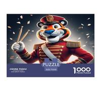 1000 Pieces Jigsaw Puzzle Tiger Drumming Square Puzzle for for Adults Children, Wooden Puzzle Game 1000pcs (75x50cm)