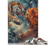 1000 Pieces Jigsaw Puzzle Tiger Lion Abstract Art Square Puzzle for for Adults Children, Wooden Puzzle Game 1000pcs (75x50cm)