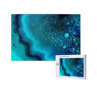 1000 Pieces Jigsaw Puzzle with Storage Box, Bright Aqua Blue Turquoise Printed Wooden Puzzle 75x50 CM for Adults Kids Family Fun Decorative Game