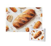 1000 Pieces Jigsaw Puzzle with Storage Box, Painted Bread Printed Wooden Puzzle 75x50 CM for Adults Kids Family Fun Decorative Game