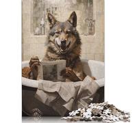 1000 Pieces Jigsaw Puzzle Wolf Bathtub Jigsaw Puzzles for Adults Woodenboard Puzzles Challenging Game 1000pcs (75x50cm)