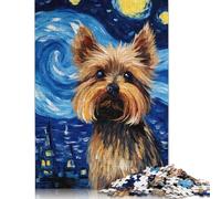 1000 Pieces Jigsaw Puzzle Yorkshire Terrier Starry Jigsaw Puzzles for Adults Paperboard Puzzles Challenging Game 1000pcs (38x26cm)
