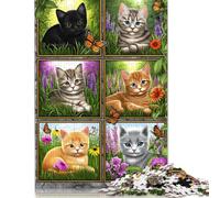 1000 Pieces Jigsaw Puzzles Adorable Garden Kittens Compilation Puzzle for Adults Wooden Puzzles Interesting Stress Reduction Jigsaw Puzzles for Family & Friends Gifts 1000pcs (75x50cm)