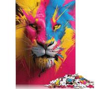 1000 Pieces Jigsaw Puzzles Colorful Lion Portrait Creative Square Jigsaw Puzzles for Adults And Wooden Puzzles Challenging Game 1000pcs (75x50cm)