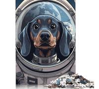1000 Pieces Jigsaw Puzzles Dachshund Dog Astronaut Creative Square Jigsaw Puzzles for Adults And Wooden Puzzles Challenging Game 1000pcs (75x50cm)