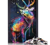 1000 Pieces Jigsaw Puzzles Deer Animal Painting Creative Square Jigsaw Puzzles for Adults And Wooden Puzzles Challenging Game 1000pcs (75x50cm)