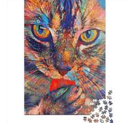 1000 Pieces Jigsaw Puzzles for Adult Abstract Cat Puzzle Creative Rectangular Wooden Jigsaw for Friends Family 1000pcs (75x50cm)