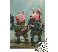 1000 Pieces Jigsaw Puzzles for Adult Animal Pig Puzzle Creative Rectangular Paper Jigsaw for Friends Family 1000pcs (38x26cm)