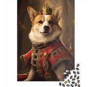1000 Pieces Jigsaw Puzzles for Adult Corgi The King Puzzle Creative Rectangular Wooden Jigsaw for Friends Family 1000pcs (75x50cm)