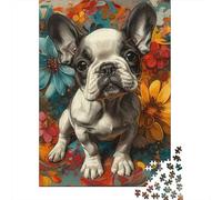 1000 Pieces Jigsaw Puzzles for Adult French Bulldog Puzzle Creative Rectangular Paper Jigsaw for Friends Family 1000pcs (38x26cm)
