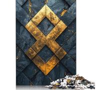 1000 Pieces Jigsaw Puzzles for Adult Gold Diamond on Black Marble Puzzle Creative Rectangular Wooden Jigsaw for Friends Family 1000pcs (75x50cm)