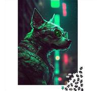 1000 Pieces Jigsaw Puzzles for Adult Punk Dog Puzzle Creative Rectangular Wooden Jigsaw for Friends Family 1000pcs (75x50cm)
