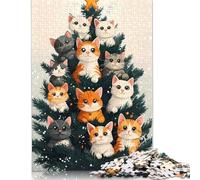 1000 Pieces Jigsaw Puzzles for Adults 1000 Piece Cats on Christmas Tree Jigsaws for Adults Difficult And Challenge Game 1000pcs (75x50cm)