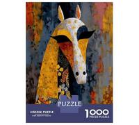 1000 Pieces Jigsaw Puzzles for Adults Abstract Horse Portrait with Floral Patterns Jigsaw Puzzle Family Game Wall Art Unique Gifts for Birthday And Christmas 38x26cm/1000pcs