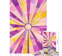 1000 Pieces Jigsaw Puzzles for Adults Abstract Stained Glass Sun Enjoy Peaceful Family Home Time Heartfelt Idea (38x26cm)