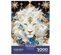 1000 Pieces Jigsaw Puzzles for Adults Albino Lion with Geometric Ornamentation Jigsaw for Adults Brain Teaser Game Presents for Women Birthday And Unique Gifts 70x50cm/1000pcs