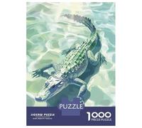 1000 Pieces Jigsaw Puzzles for Adults Alligator in Water Illustration Jigsaw for Adults Family Game Precision Cutting Unique Gifts for Birthday And Christmas 38x26cm/1000pcs