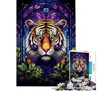 1000 Pieces Jigsaw Puzzles for Adults Amazing Tiger Absract Flor Jigsaw for Adults Hands-on Game Analysis And Logic Difficult And Challenge (Size 50x75cm)