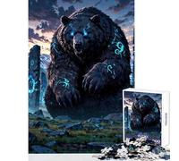 1000 Pieces Jigsaw Puzzles for Adults Ancient Rune Bear︰ Guardian of The Mystic Stones Strengthen Happy Family Ties Special Surprise (38x26cm)