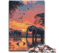 1000 Pieces Jigsaw Puzzles for Adults And Teens African Elephants 1000 Piece Jigsaw,for Educational Game Challenge Toy Deal As Gifts for The Whole Family (50x75cm)